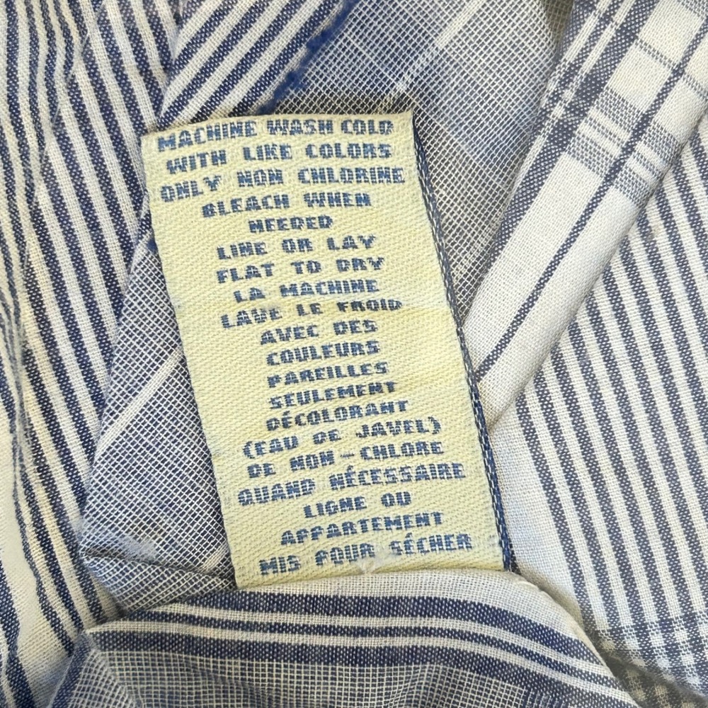 Vintage Anthropologie Shirt Size 2 Blue White Patchwork Quilt Striped Boho Beach - Picture 10 of 10